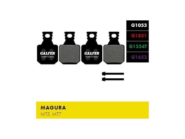 OKŁADZINY HAMULCOWE TARCZOWE GALFER MAGURA MT5 MT7 FD487